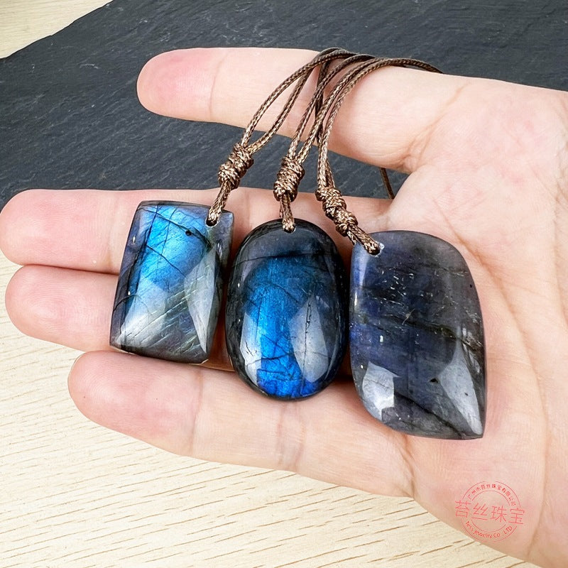 Wholesale Natural Crystal Elongated Stone Raw Stone Polished Semi Precious Stone Necklace